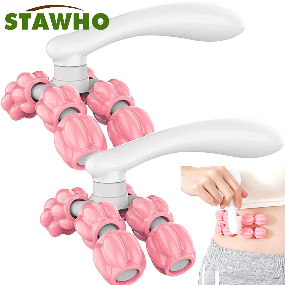 Y-Shaped 8-Bead Massager Hand Held Massager Roller for Hand Muscle Back Neck Foot Shoulder Leg Pain Relief Massage Tool
