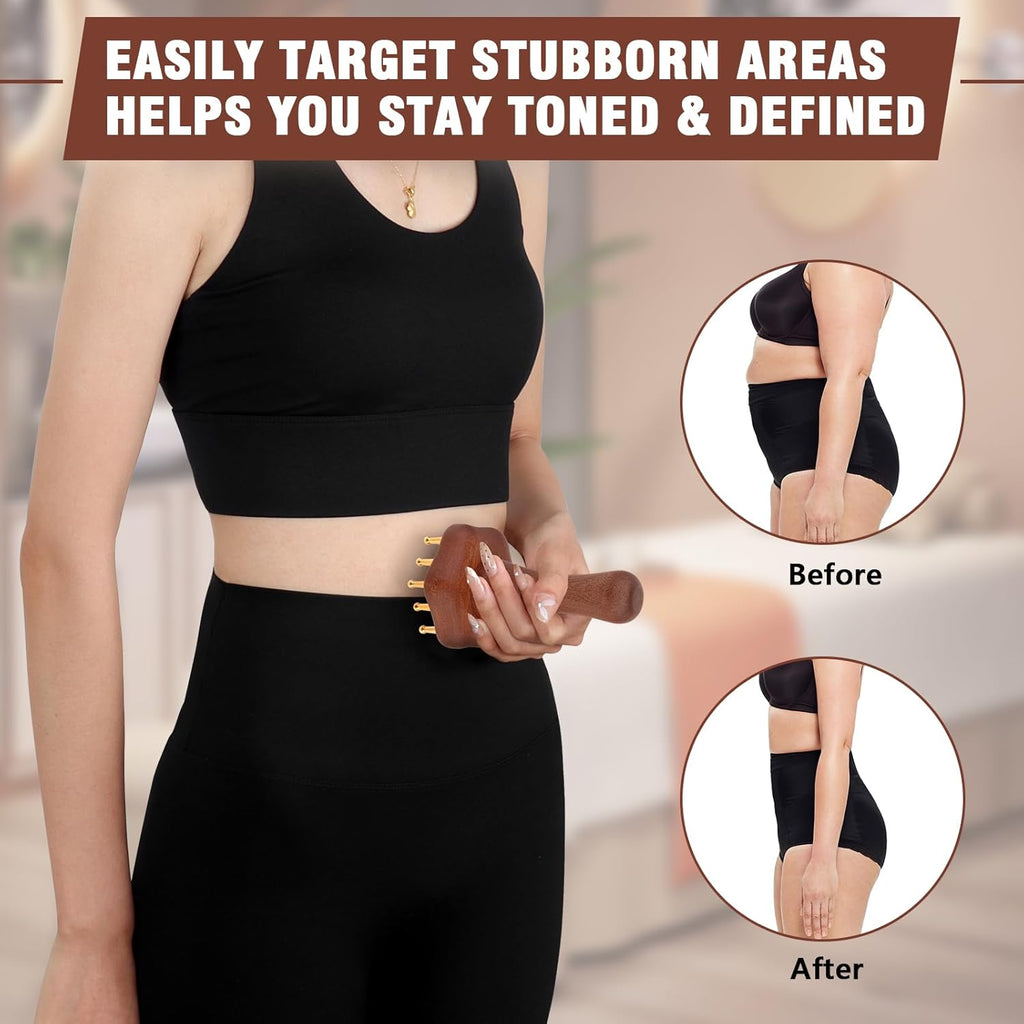 Wood Therapy Massage Tools,Lymphatic Drainage Massager Helps Reduce Cellulite for Belly Arms & Legs, anti Cellulite Massager Body Sculpting Tools for Body Contouring & Muscle Relief