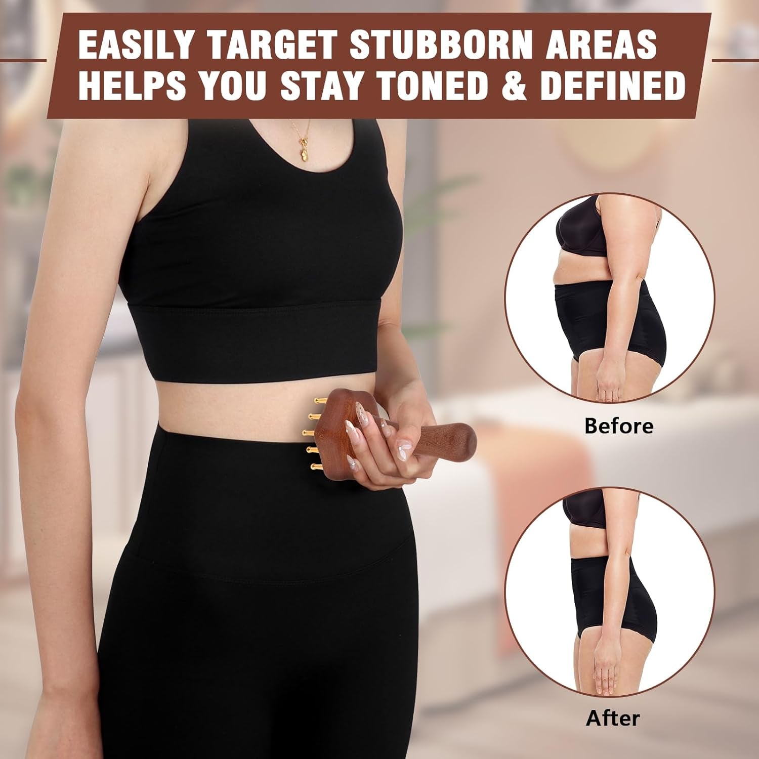 Wood Therapy Massage Tools,Lymphatic Drainage Massager Helps Reduce Cellulite for Belly Arms & Legs, anti Cellulite Massager Body Sculpting Tools for Body Contouring & Muscle Relief