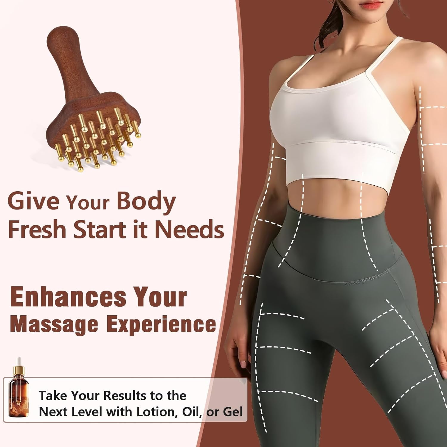 Wood Therapy Massage Tools,Lymphatic Drainage Massager Helps Reduce Cellulite for Belly Arms & Legs, anti Cellulite Massager Body Sculpting Tools for Body Contouring & Muscle Relief