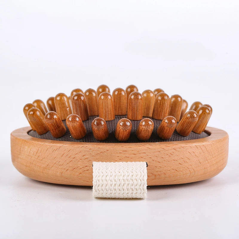 Body anti Cellulite Brush Soothing Essential Oil Spa Massage Hair Comb Leg Abdominal Massage Wooden Cushion Meridian Brush