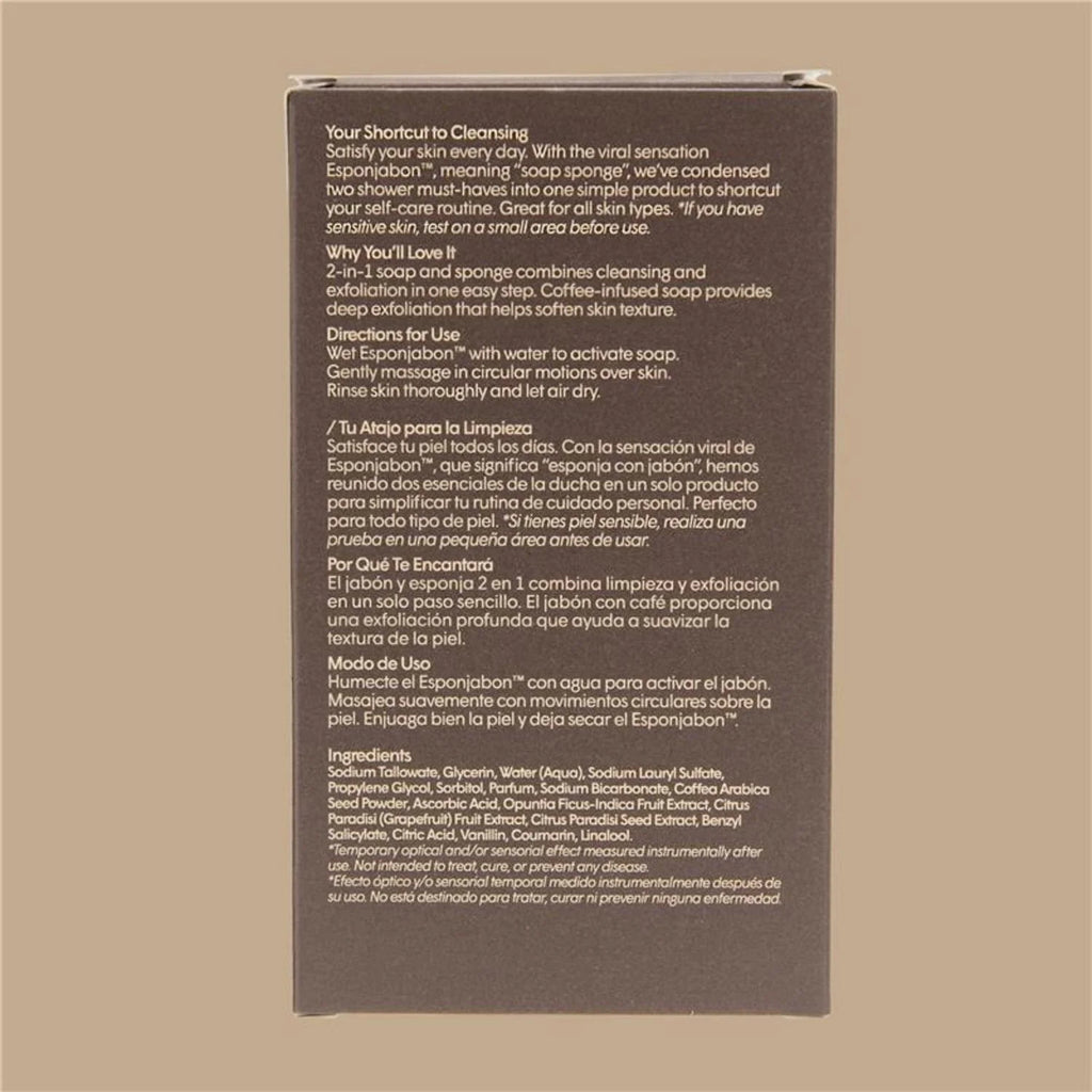 (2 Pack) Esponjabon Coffee Soap Sponge - Revitalizing 2-In-1 Soap Sponge – for Face and Body - 4.2 Oz