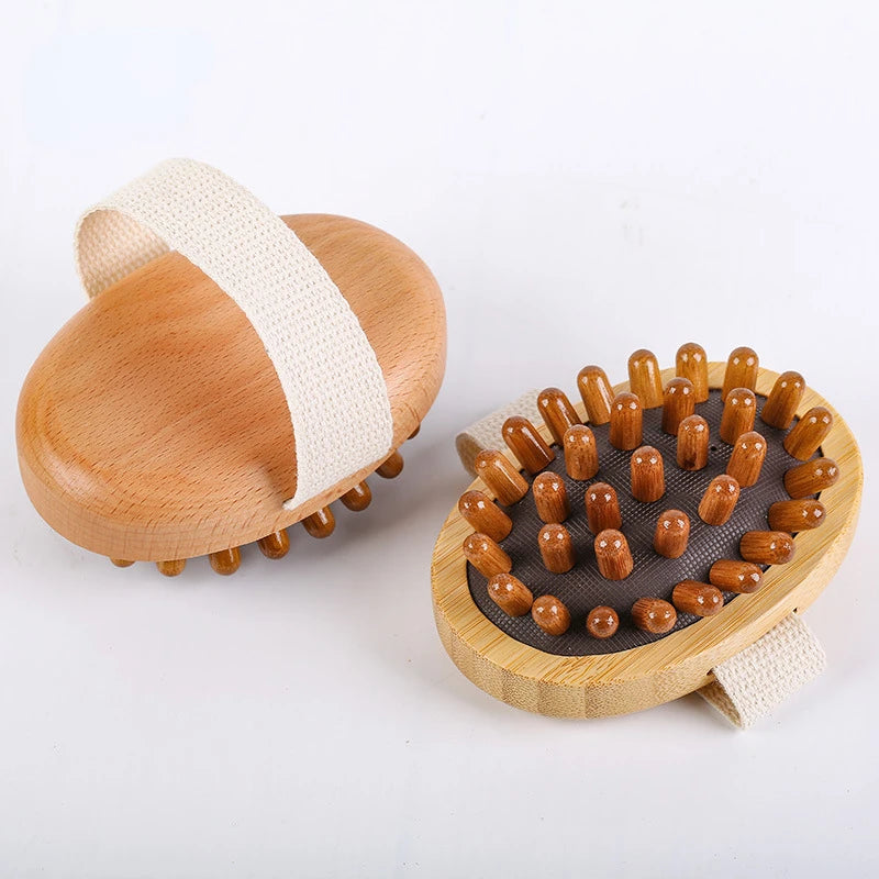 Body anti Cellulite Brush Soothing Essential Oil Spa Massage Hair Comb Leg Abdominal Massage Wooden Cushion Meridian Brush