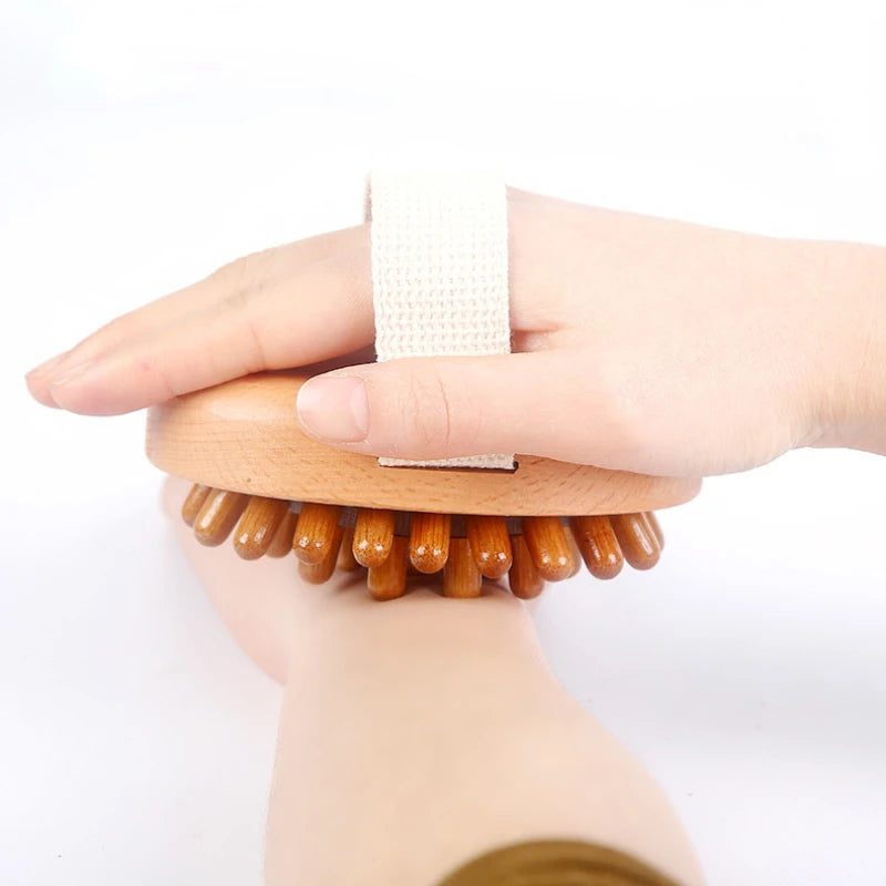 Body anti Cellulite Brush Soothing Essential Oil Spa Massage Hair Comb Leg Abdominal Massage Wooden Cushion Meridian Brush