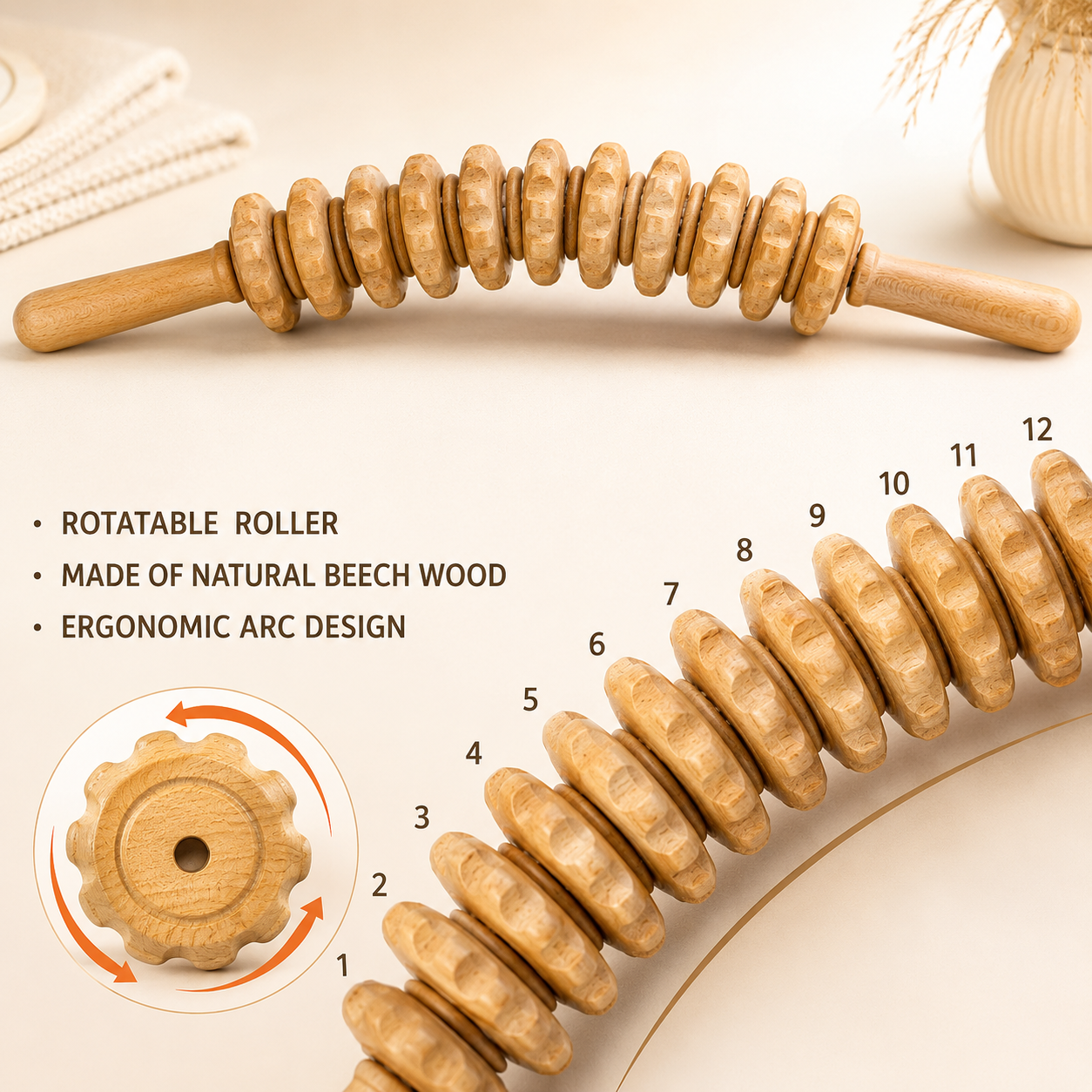 The Sculpting Arc - 12 Disc Beachwood Body Roller