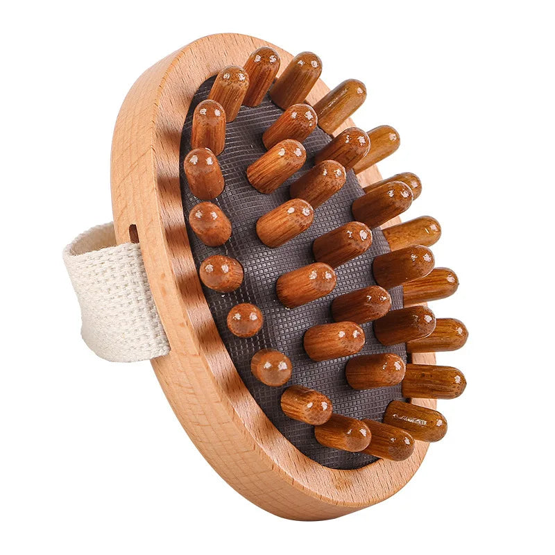 Body anti Cellulite Brush Soothing Essential Oil Spa Massage Hair Comb Leg Abdominal Massage Wooden Cushion Meridian Brush