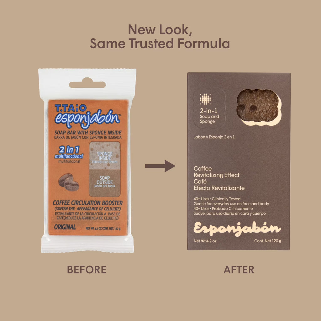 (2 Pack) Esponjabon Coffee Soap Sponge - Revitalizing 2-In-1 Soap Sponge – for Face and Body - 4.2 Oz