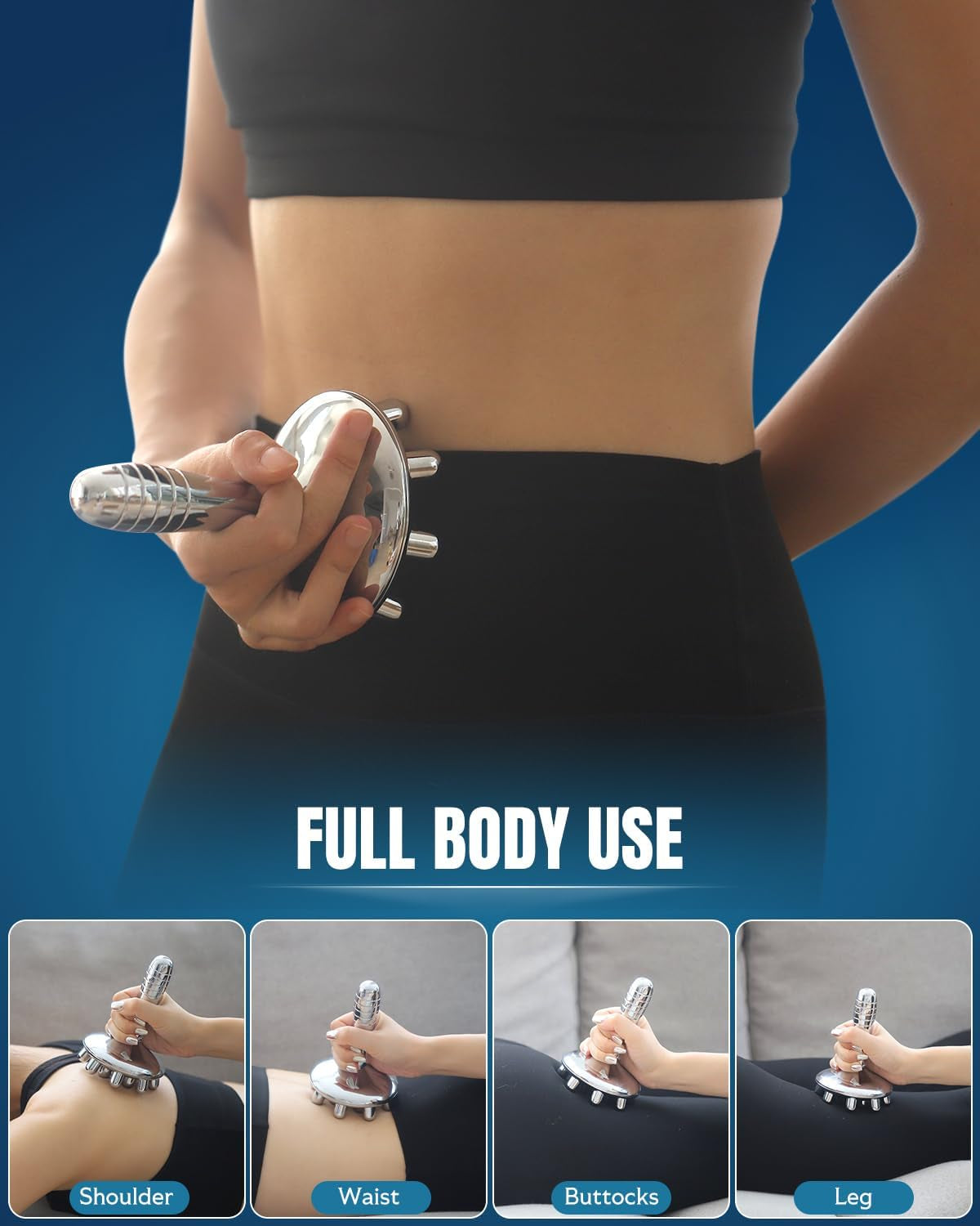 Stainless Steel Cellulite Massager, Fascia Massage Tool Maderoterapia Kit for Gua Sha, Ice Body Sculpting, Lymphatic Drainage, Cellulite Remover, Deep Tissue Pain Relief